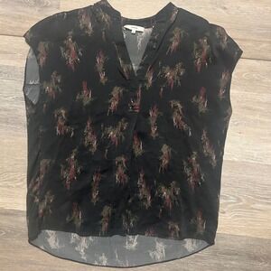 Vince‎ Blouse Silk Top Abstract Print Button Up XS